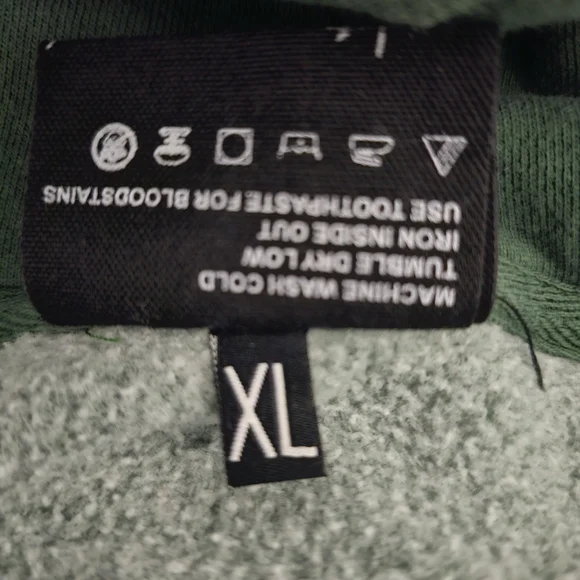 333 Half-Evil Hoodie XL Green Distressed Acid Wash Skater Streetwear Pullover - Picture 6 of 11